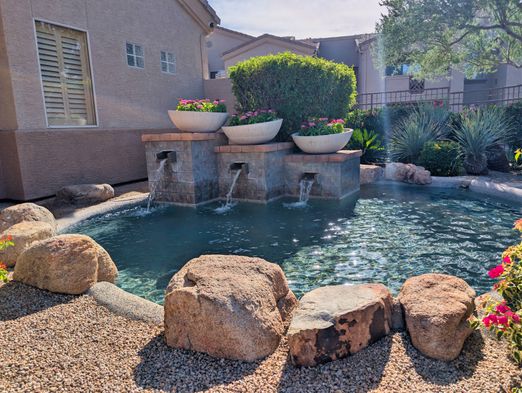 Fountain and desert landscaping at the Terra Vista entrance