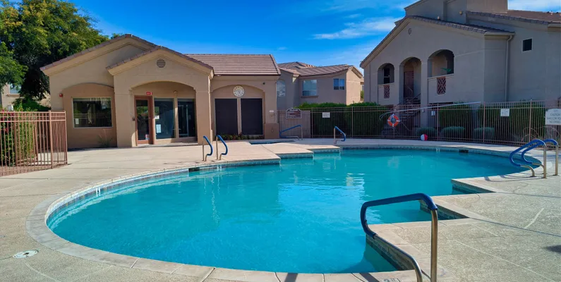 The heated community pool at Terra Vista at Tatum Ranch