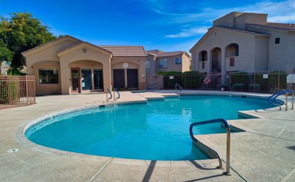 The heated community pool at Terra Vista at Tatum Ranch