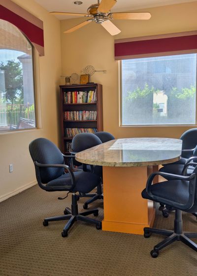 The clubhouse meeting room and library