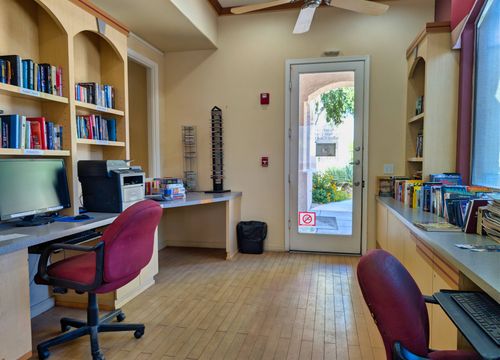 The clubhouse business center and library